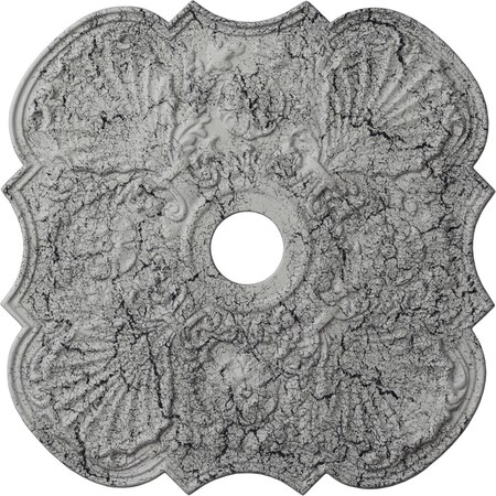 Ekena Millwork Flower Medallion (Canopies up to 6 1/4"), 29"OD x 3 5/8"ID x 1 3/8"P, Ultra Pure White Crackle CM29FWUWC
